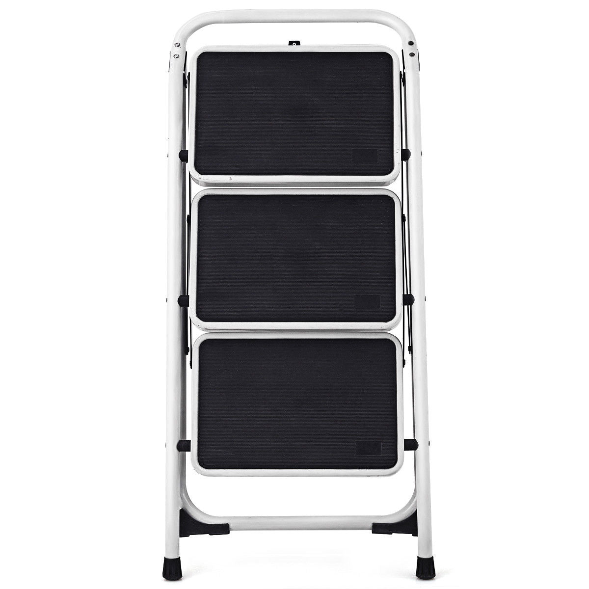 Goplus 3 Step Lightweight Ladder HD Platform Foldable Stool 330 LB Cap. Saving Space