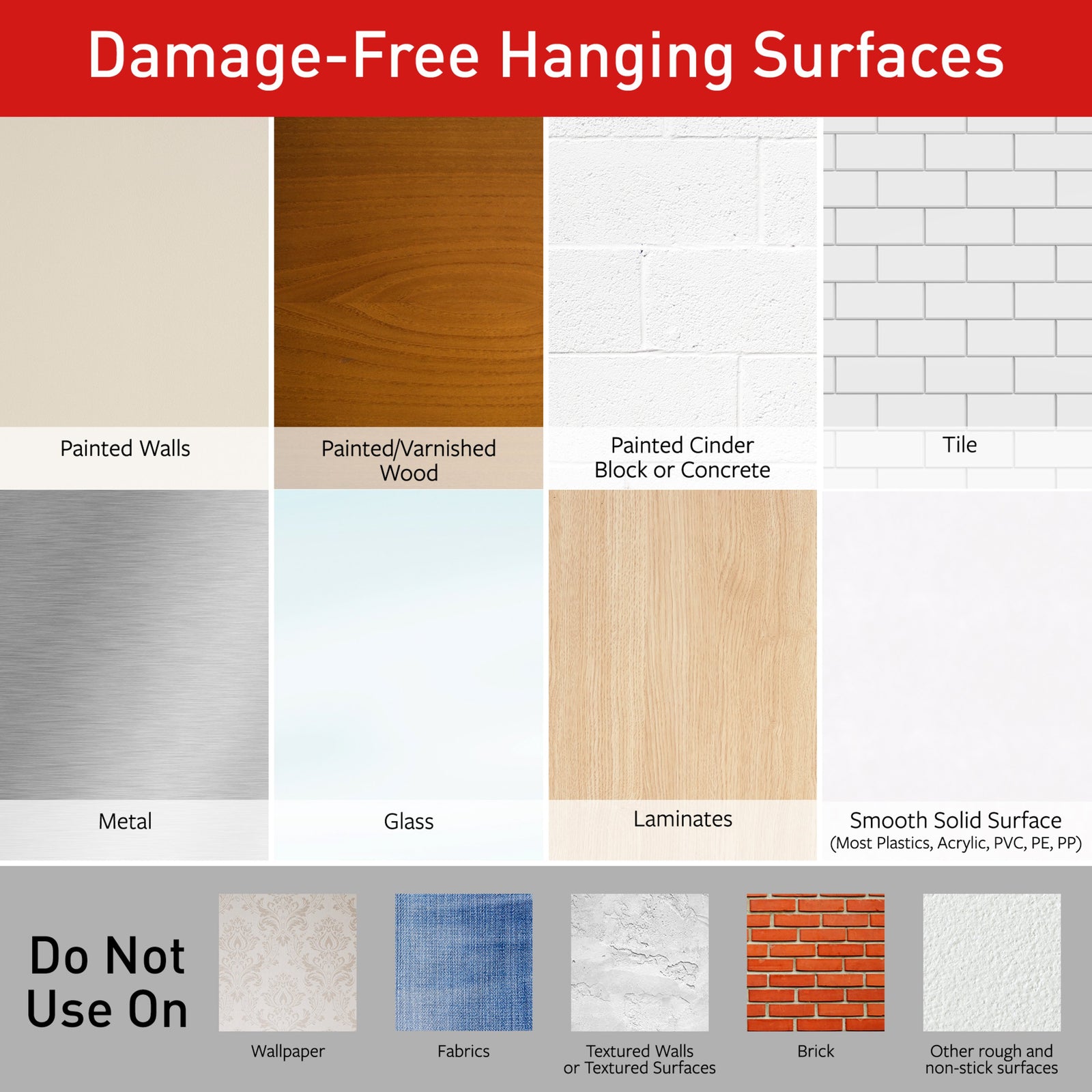 Picture Hanging Strips, White, Medium, 3 Sets of Strips/Pack