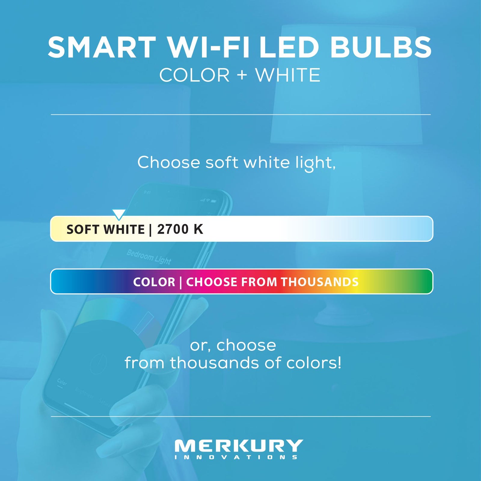 Innovations A21 Smart Multicolor LED Bulb, 75W, Dimmable, 2-Pack